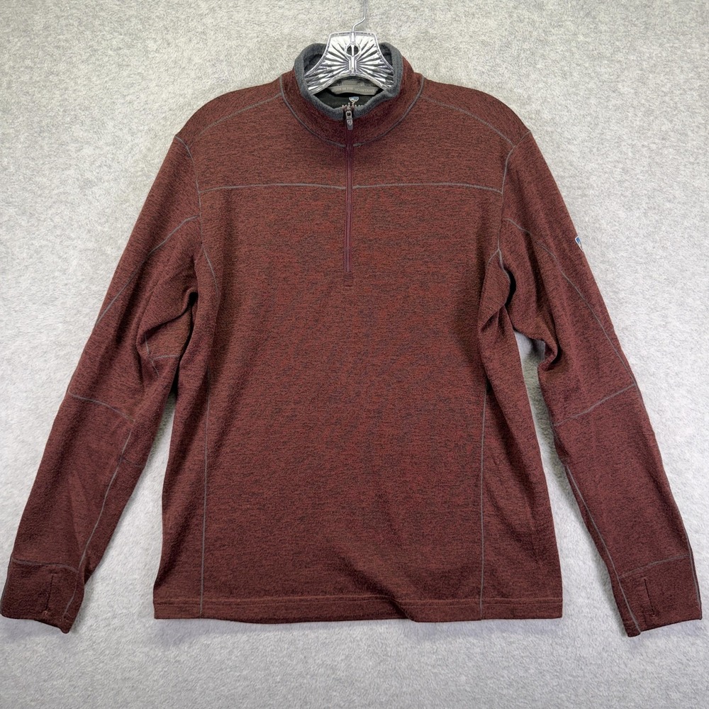 Kuhl Ryzer Pullover Mens Medium Red 1/4 Zip Mock Neck Hiking Performance Top